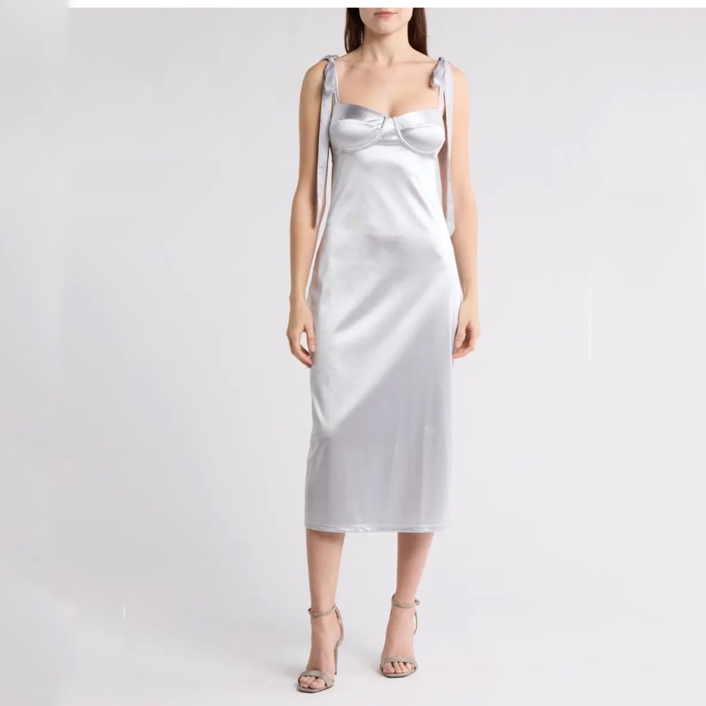 Free People Casino Got Glam Tie Strap Satin Midi Dress